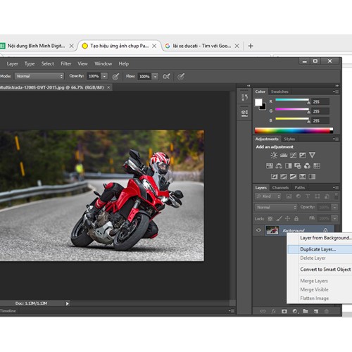 Làm mờ chuyển động bằng Photoshop