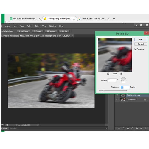 Làm mờ chuyển động bằng Photoshop