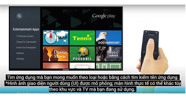 Hướng dẫn cài đặt ứng dụng từ Google Play trên Tivi Sony Android