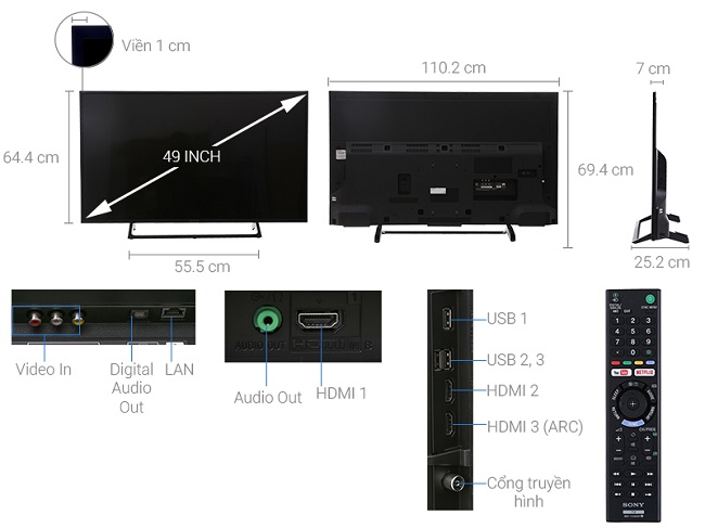 Tivi Sony 49X7000E (4K, internet TV, 49 inch)