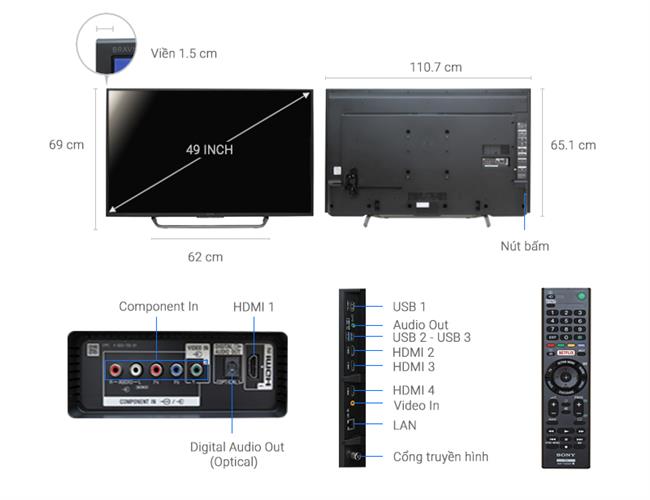Tivi Sony 49X7000D (4K ,Internet TV ,49 inch)