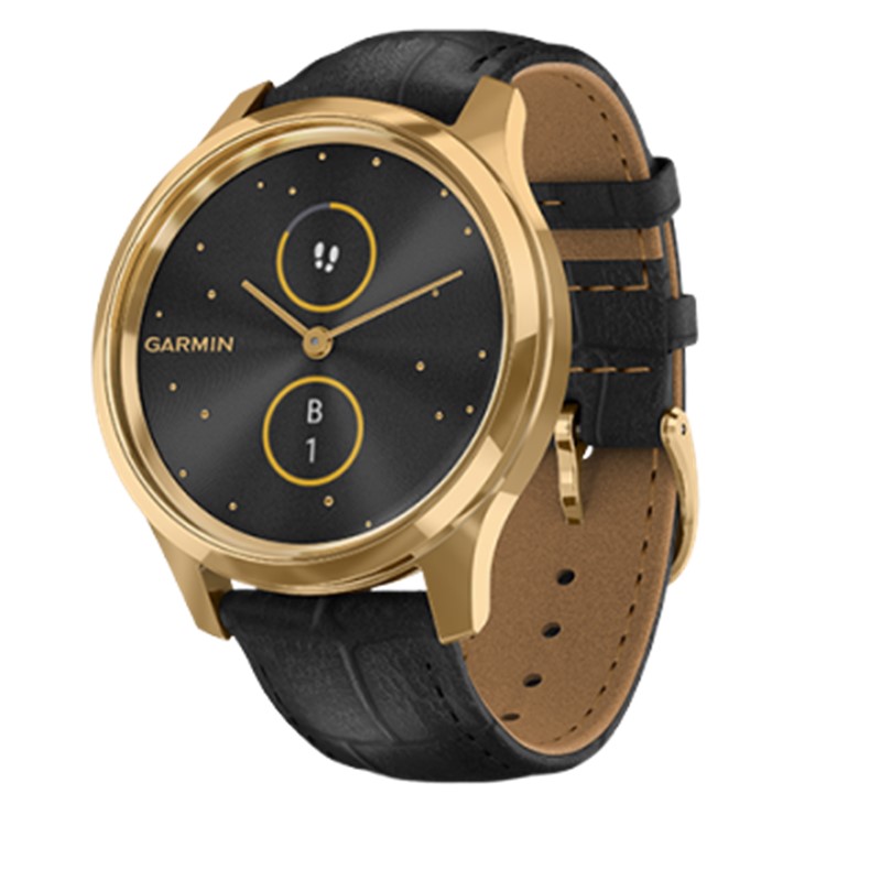 dong-ho-thong-minh-garmin-vivomove-luxe-pure-gold-black-leather