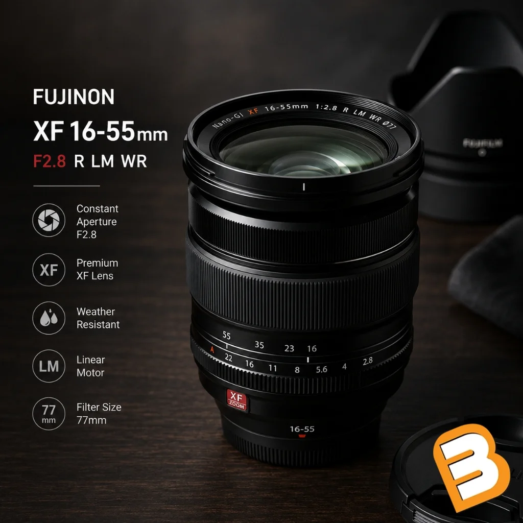 Ống kính zoom đa dụng Fujifilm XF 16-55mm f/2.8 R LM WR gắn trên X-T6