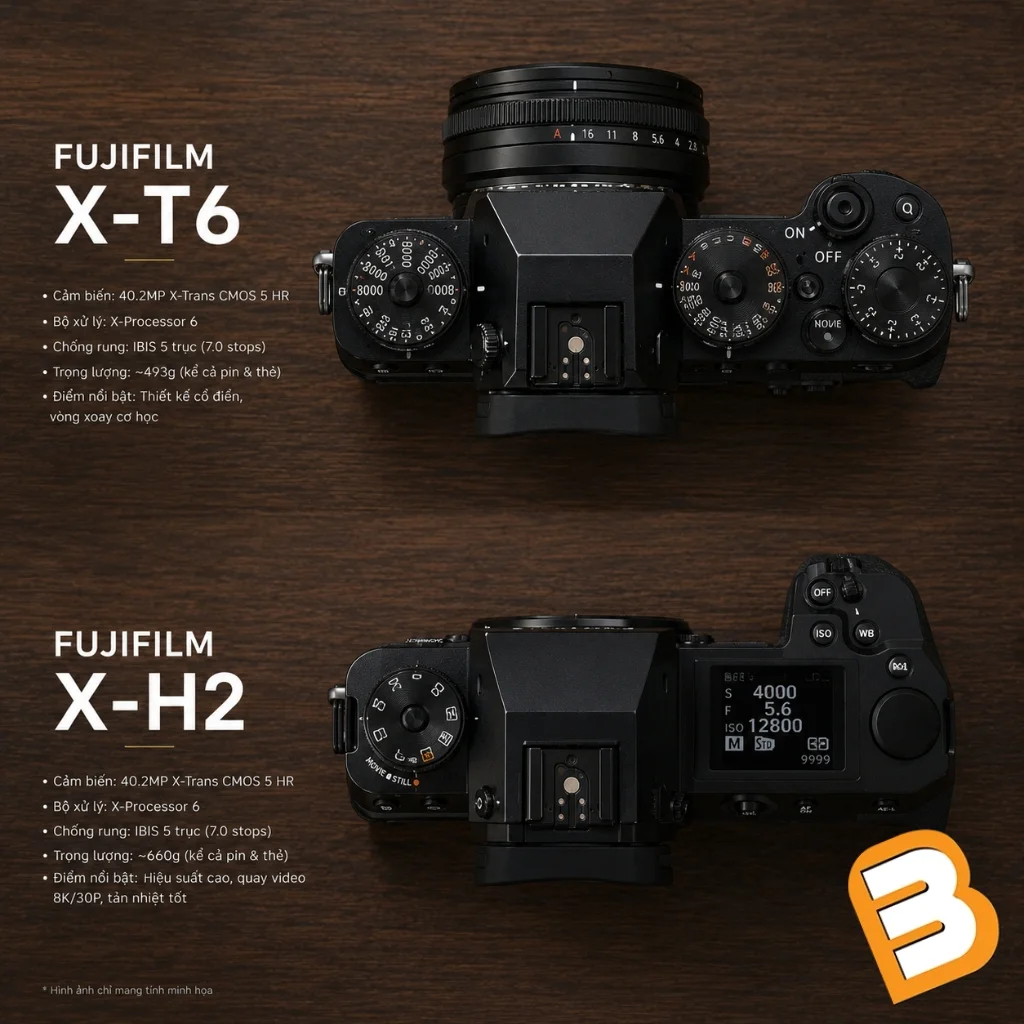 Sự khác biệt giữa vòng xoay cơ học trên Fujifilm X-T6 và vòng PASM trên X-H2