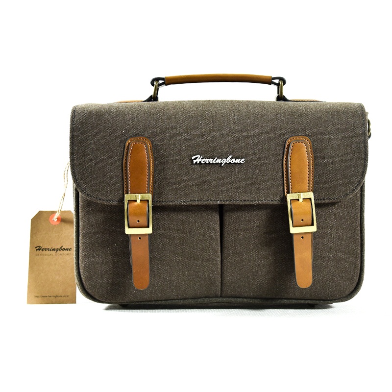 Túi Máy Ảnh Herringbone Satchel Medium Brown