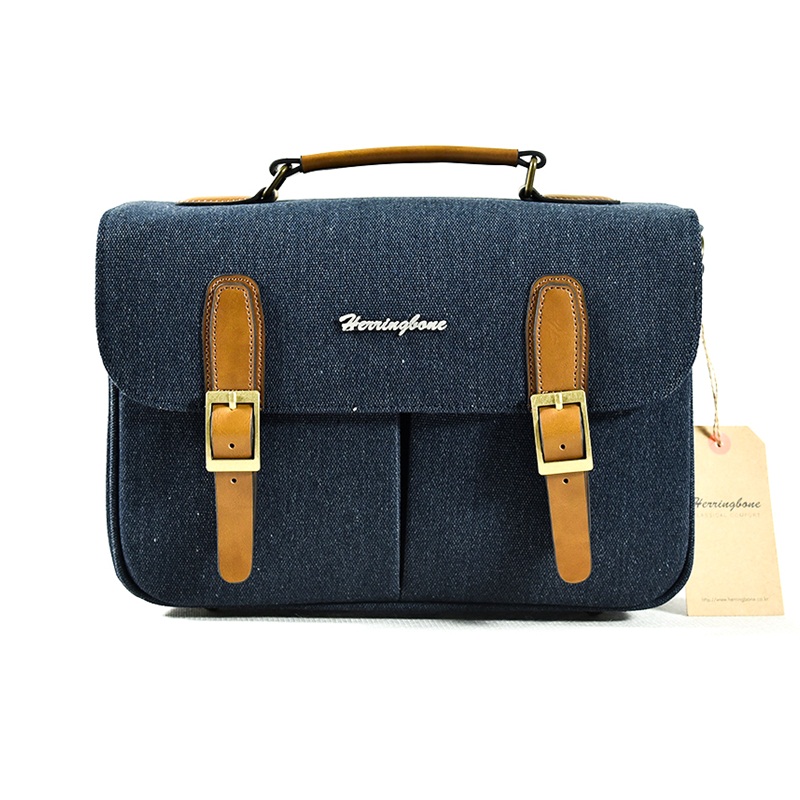 Túi Máy Ảnh Herringbone Satchel Medium Navy
